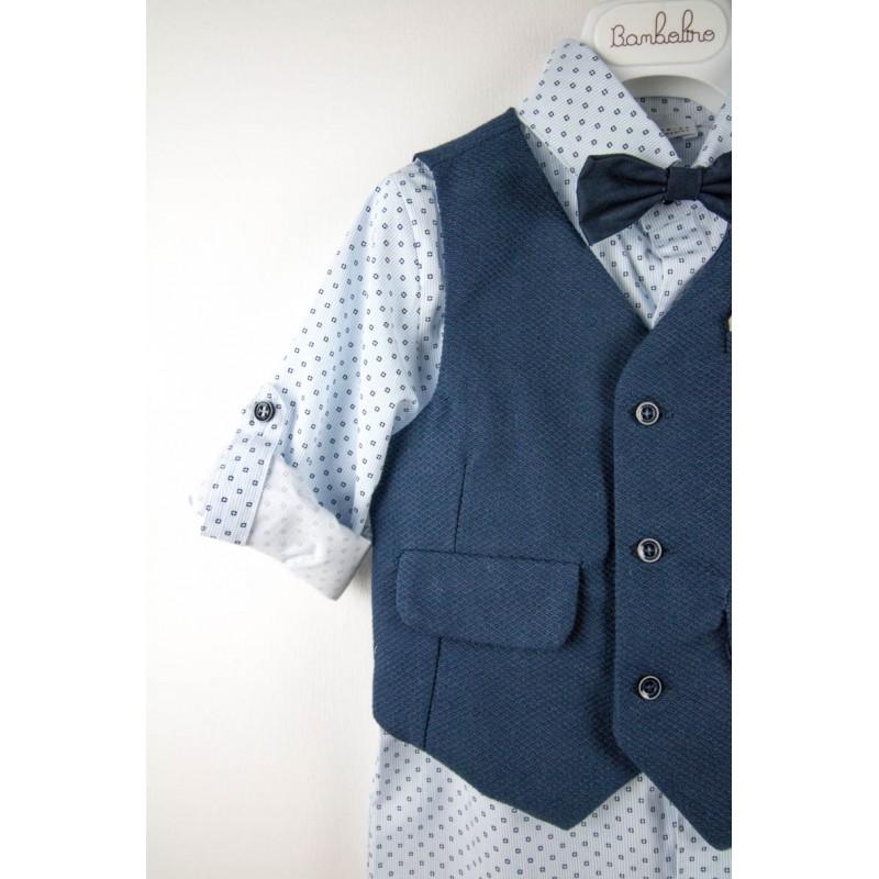 Βαπτιστικό Κοστουμάκι Bambolino Pierre 9781 Μπεζ-Μπλε
