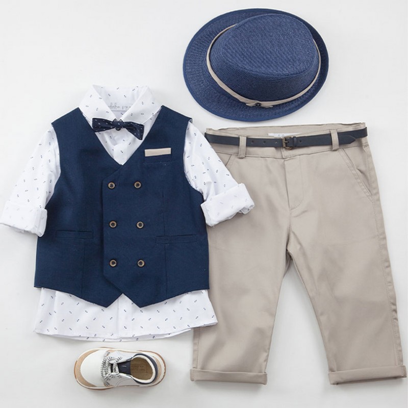 Βαπτιστικό Κοστουμάκι Bambolino Antonakis 9406 Μπεζ-Μπλε