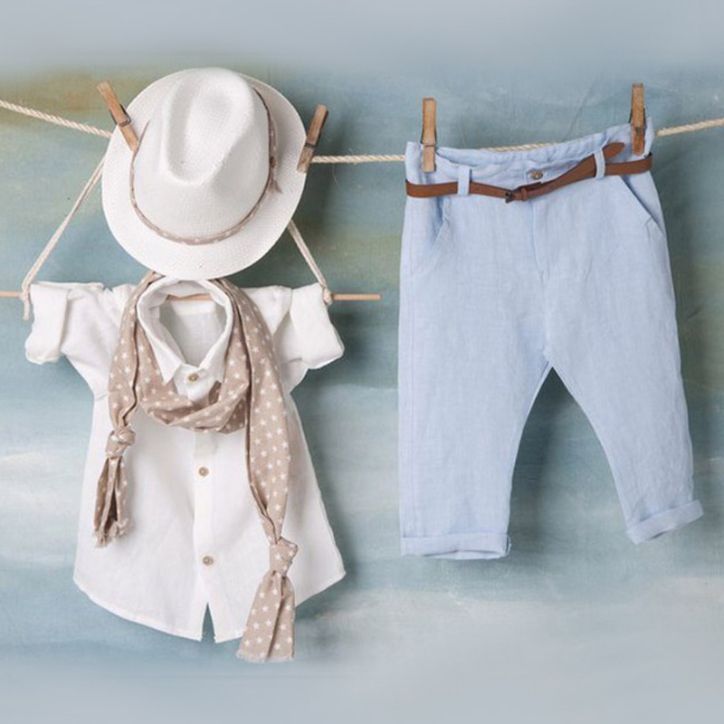 Βαπτιστικό Κοστουμάκι Bambolino Rafael 8455 Λευκό-Γαλάζιο