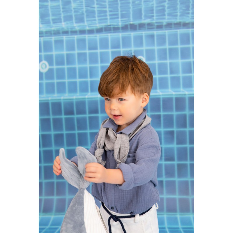 Βαπτιστικό Κοστουμάκι Bambolino Diogenis 1207 Λευκό-Μπλε