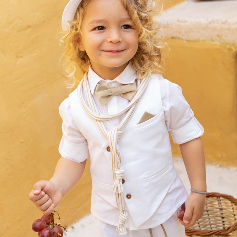 Βαπτιστικό Κοστουμάκι Bambolino Filippos 1427 Λευκό-Μπεζ