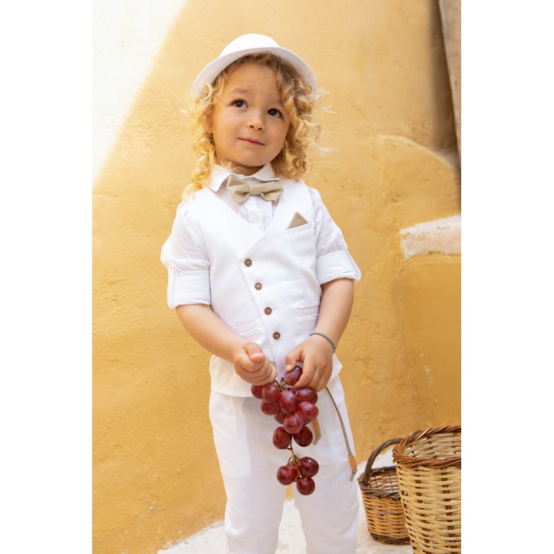 Βαπτιστικό Κοστουμάκι Bambolino Filippos 1427 Λευκό-Μπεζ