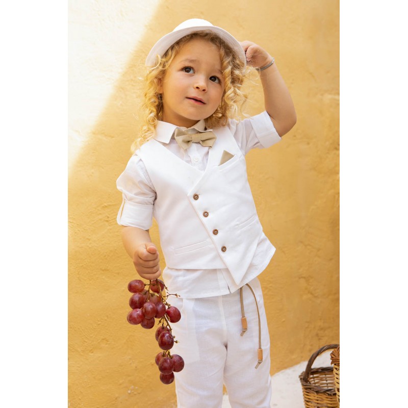 Βαπτιστικό Κοστουμάκι Bambolino Filippos 1427 Λευκό-Μπεζ