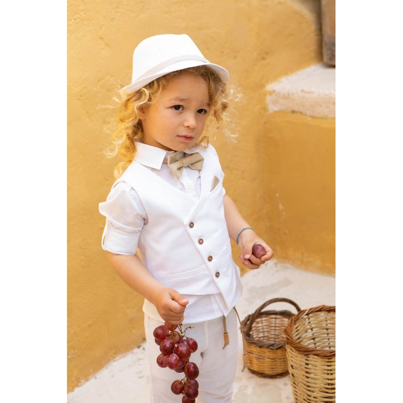 Βαπτιστικό Κοστουμάκι Bambolino Filippos 1427 Λευκό-Μπεζ