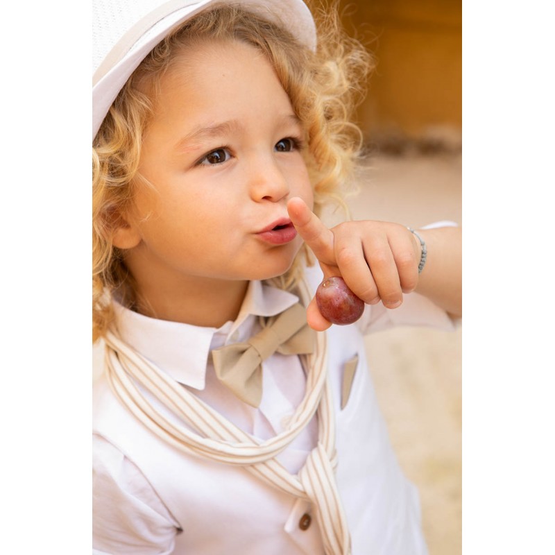 Βαπτιστικό Κοστουμάκι Bambolino Filippos 1427 Λευκό-Μπεζ