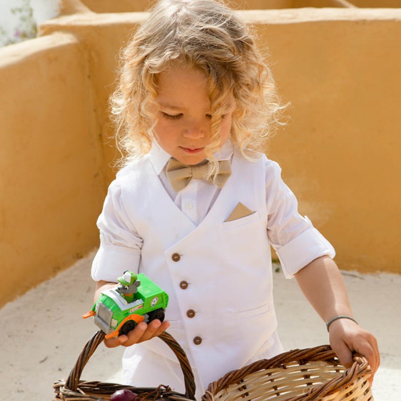 Βαπτιστικό Κοστουμάκι Bambolino Filippos 1427 Λευκό-Μπεζ