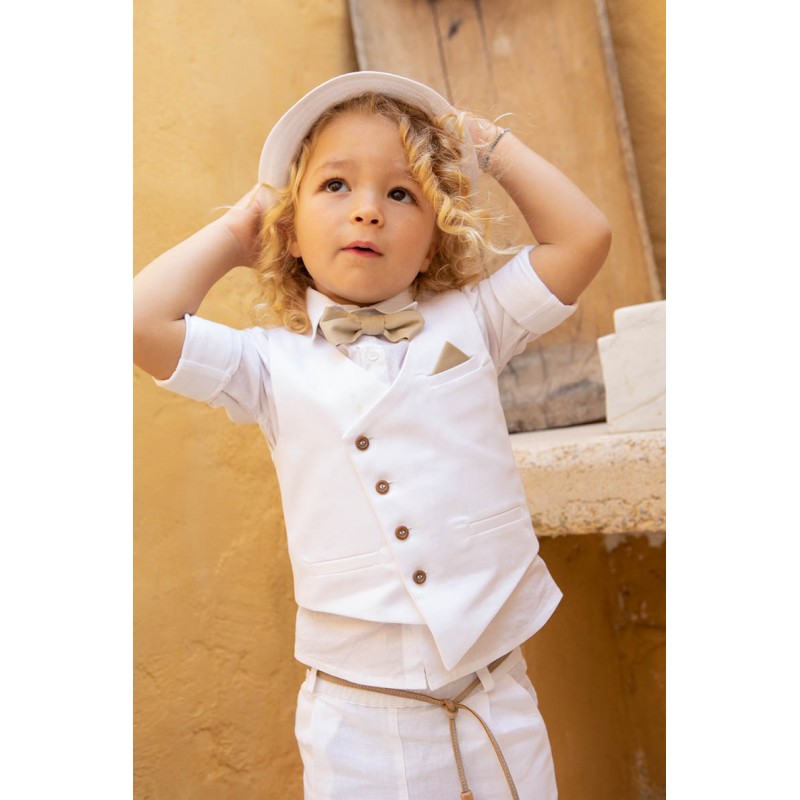 Βαπτιστικό Κοστουμάκι Bambolino Filippos 1427 Λευκό-Μπεζ