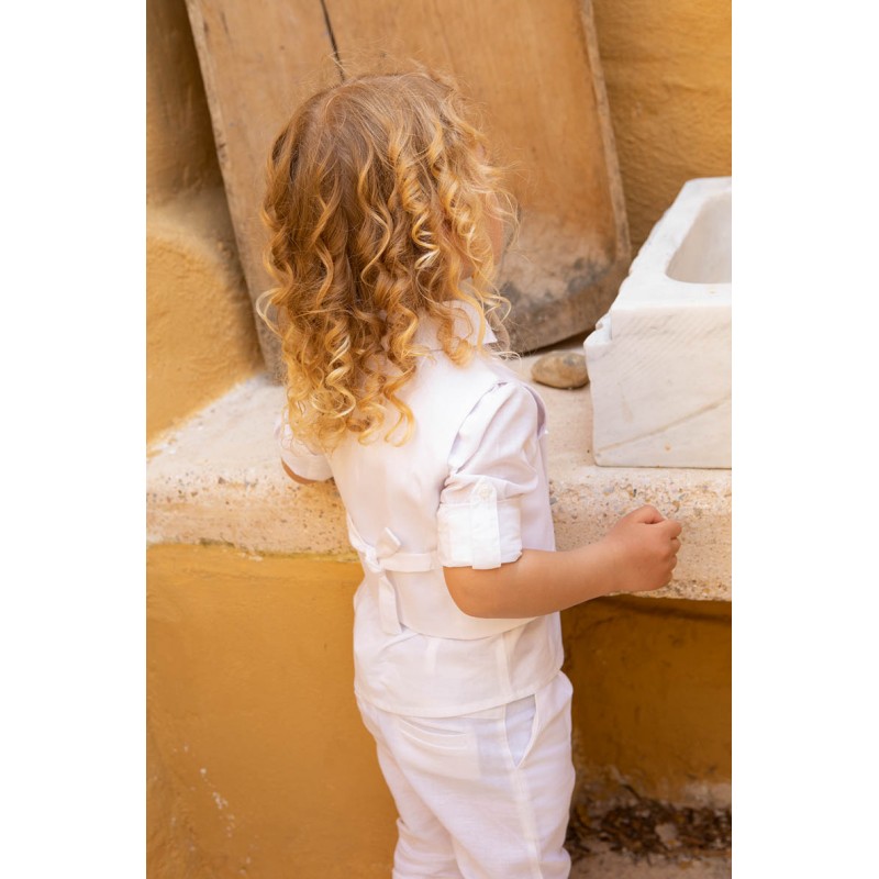 Βαπτιστικό Κοστουμάκι Bambolino Filippos 1427 Λευκό-Μπεζ