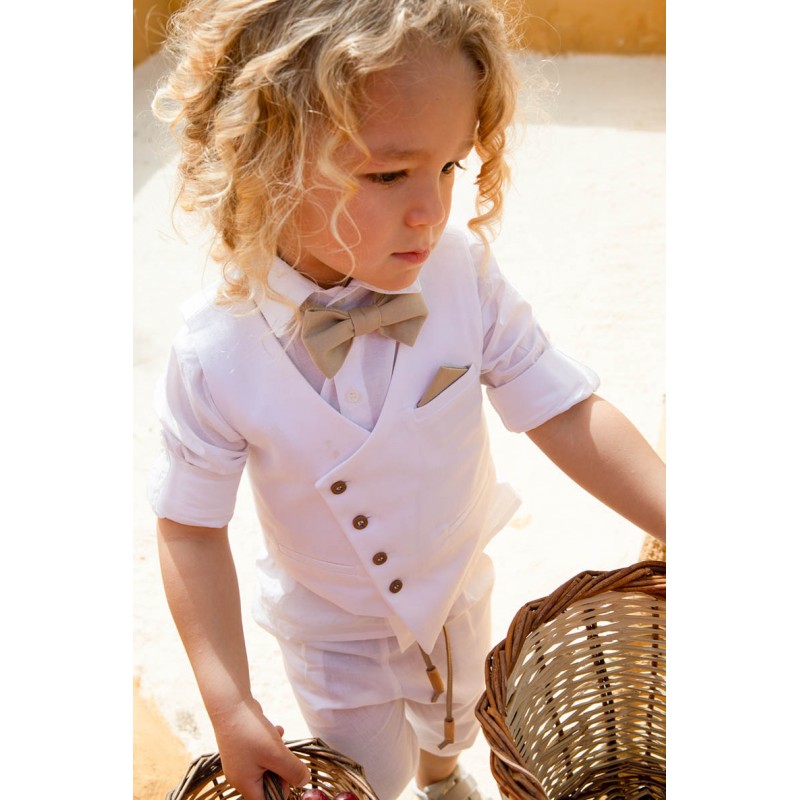 Βαπτιστικό Κοστουμάκι Bambolino Filippos 1427 Λευκό-Μπεζ