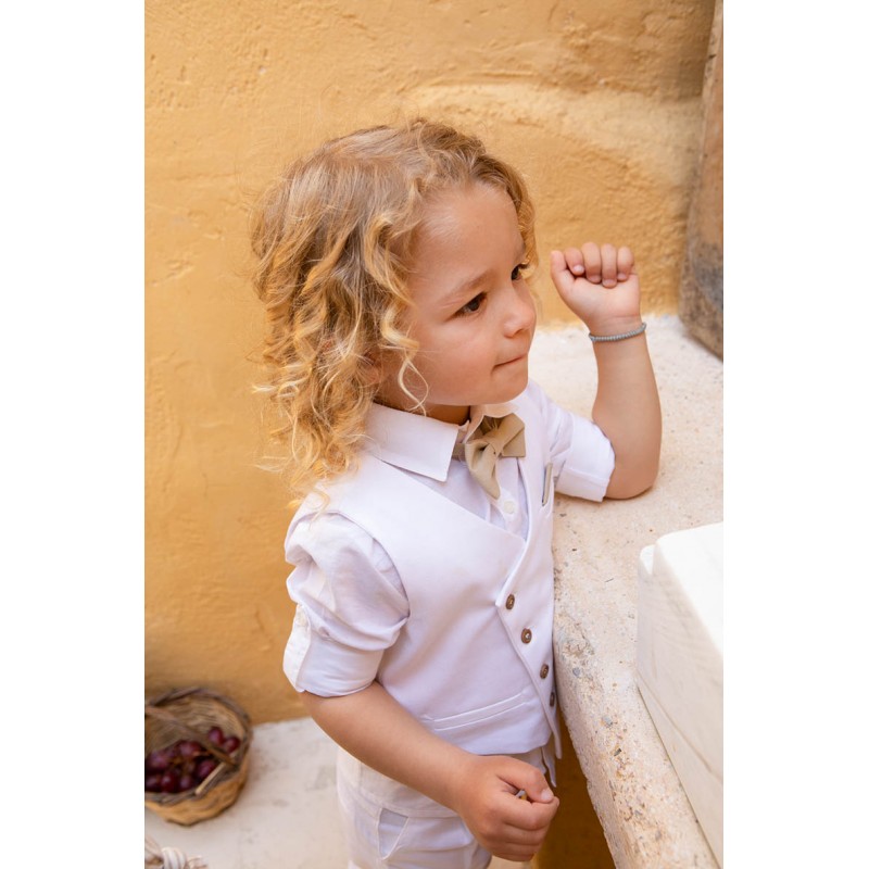 Βαπτιστικό Κοστουμάκι Bambolino Filippos 1427 Λευκό-Μπεζ