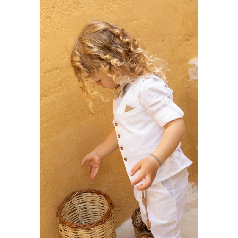 Βαπτιστικό Κοστουμάκι Bambolino Filippos 1427 Λευκό-Μπεζ