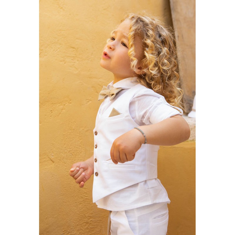 Βαπτιστικό Κοστουμάκι Bambolino Filippos 1427 Λευκό-Μπεζ