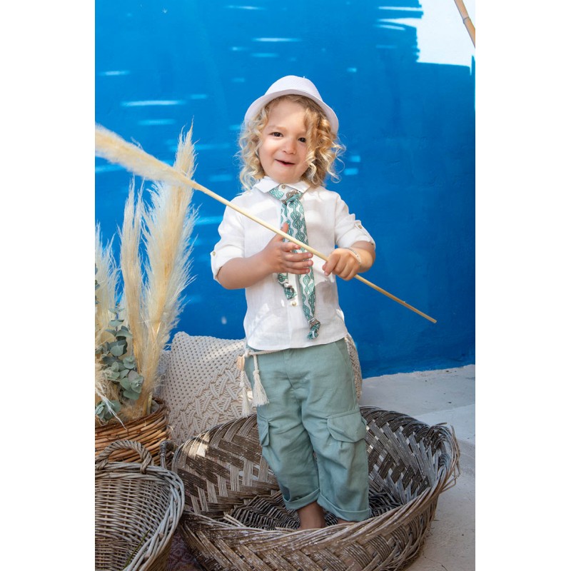 Βαπτιστικό Κοστουμάκι Bambolino Malcom 1431 Εκρού-Μέντα