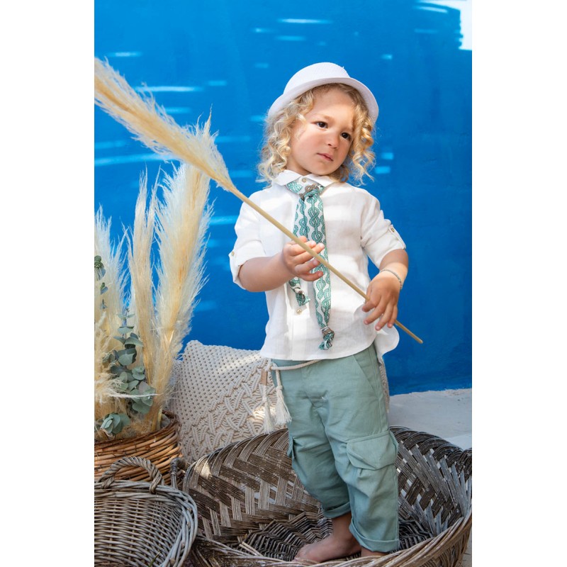 Βαπτιστικό Κοστουμάκι Bambolino Malcom 1431 Εκρού-Μέντα