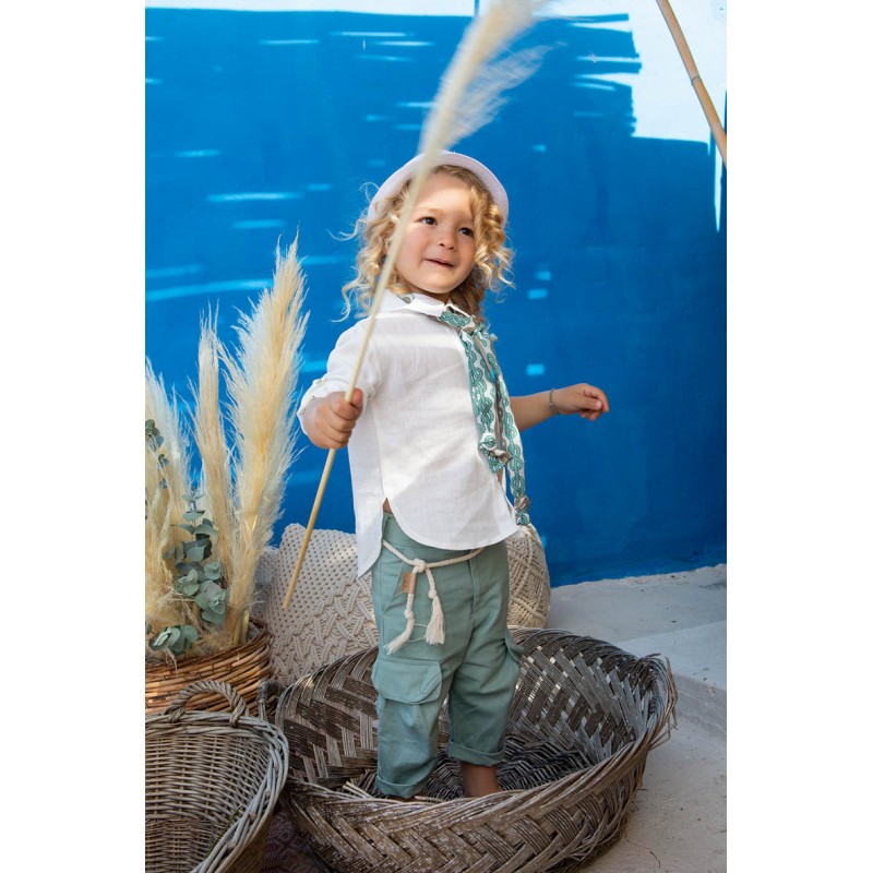 Βαπτιστικό Κοστουμάκι Bambolino Malcom 1431 Εκρού-Μέντα