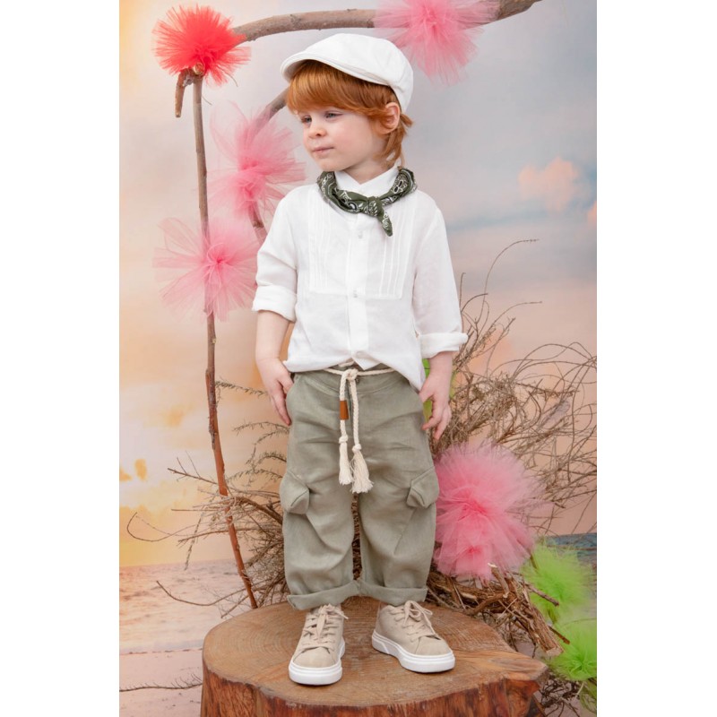 Βαπτιστικό Κοστουμάκι Bambolino Sotos 1437 Εκρού-Λαδί