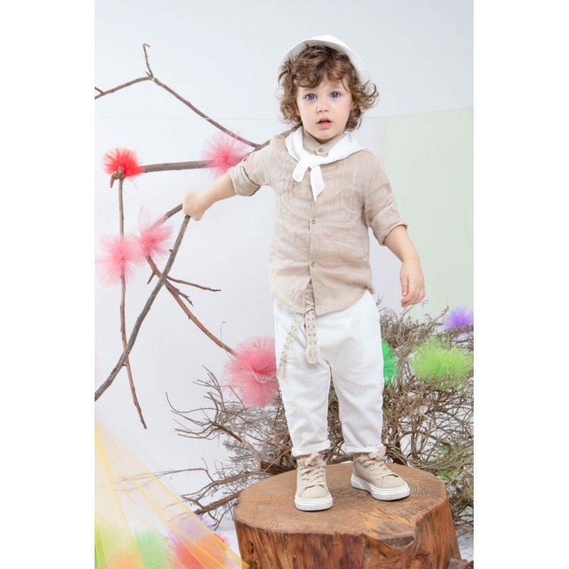 Βαπτιστικό Κοστουμάκι Bambolino Morty 1456 Μπεζ-Λευκό