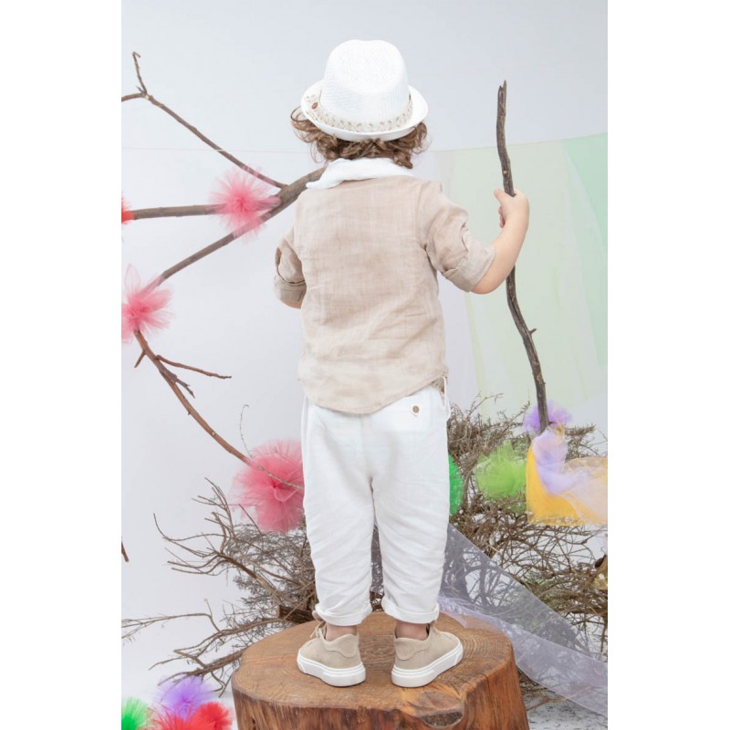 Βαπτιστικό Κοστουμάκι Bambolino Morty 1456 Μπεζ-Λευκό