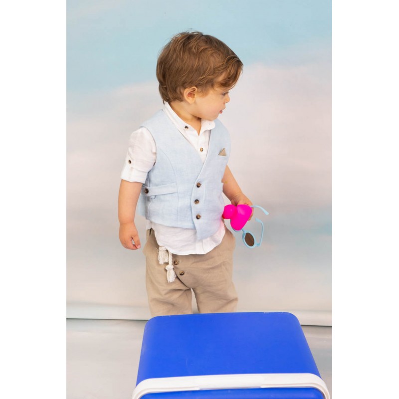 Βαπτιστικό Κοστουμάκι Bambolino Antreas 1707 Σιέλ-Μπεζ