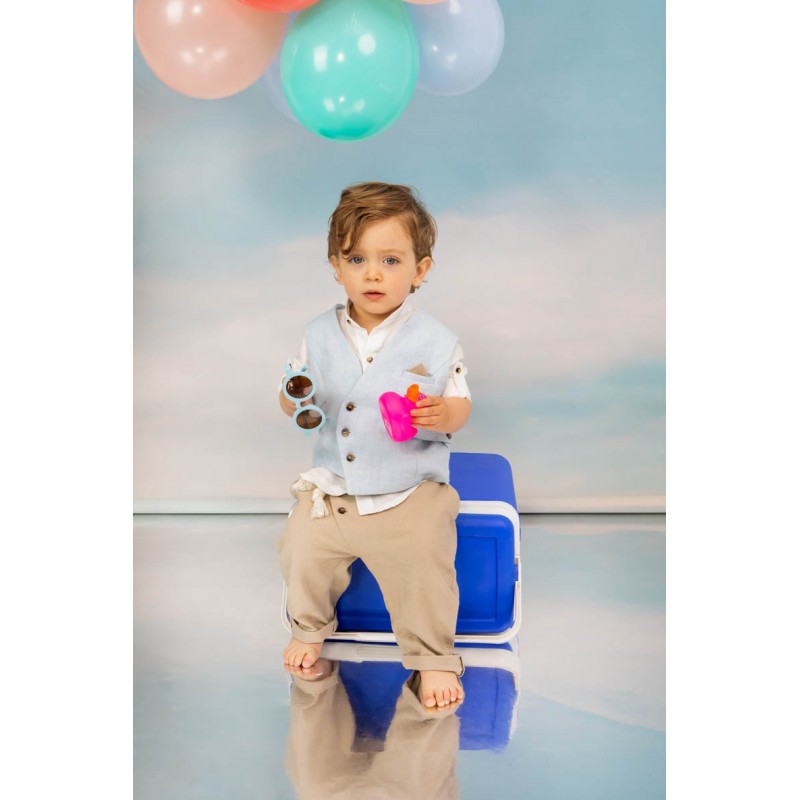 Βαπτιστικό Κοστουμάκι Bambolino Antreas 1707 Σιέλ-Μπεζ