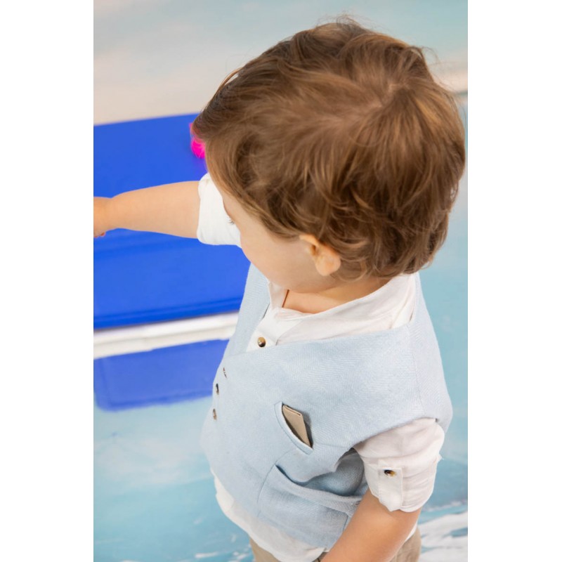 Βαπτιστικό Κοστουμάκι Bambolino Antreas 1707 Σιέλ-Μπεζ