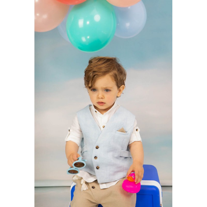 Βαπτιστικό Κοστουμάκι Bambolino Antreas 1707 Σιέλ-Μπεζ