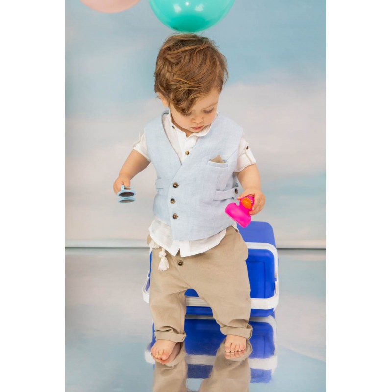 Βαπτιστικό Κοστουμάκι Bambolino Antreas 1707 Σιέλ-Μπεζ