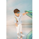 Βαπτιστικό Κοστουμάκι Bambolino David 1717 Λευκό-Σιέλ