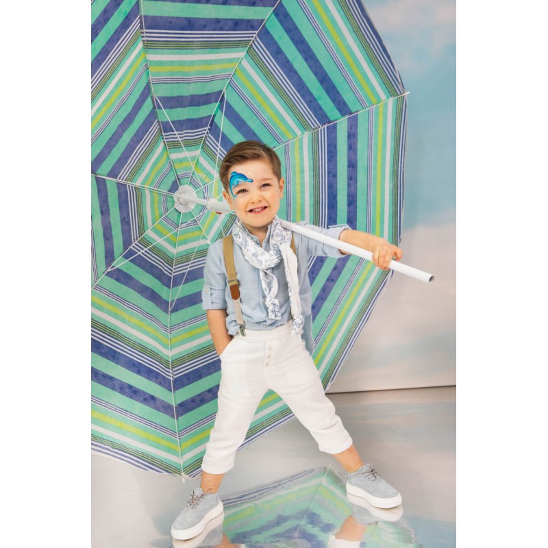 Βαπτιστικό Κοστουμάκι Bambolino David 1717 Λευκό-Σιέλ