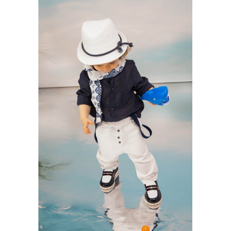 Βαπτιστικό Κοστουμάκι Bambolino Mateo 1769 Λευκό-Μπλε