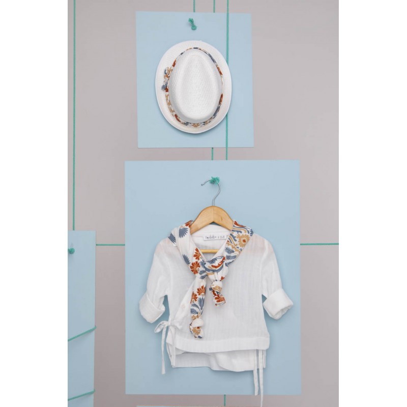 Βαπτιστικό Κοστουμάκι Bambolino Stamatis 1755 Λευκό-Γκρι