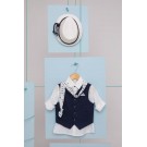 Βαπτιστικό Κοστουμάκι Bambolino Valentinos 1711 Μπλε-Γκρι