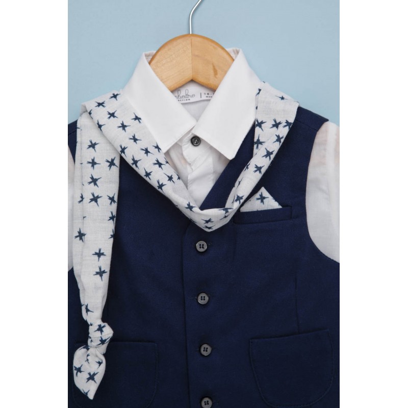 Βαπτιστικό Κοστουμάκι Bambolino Valentinos 1711 Μπλε-Γκρι