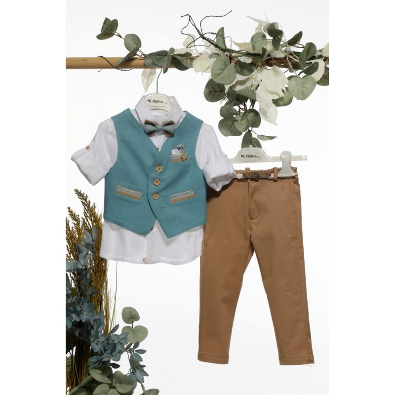 Βαπτιστικό Κοστουμάκι Mi Chiamo Οινοπνευματί-Κάμελ Α4652