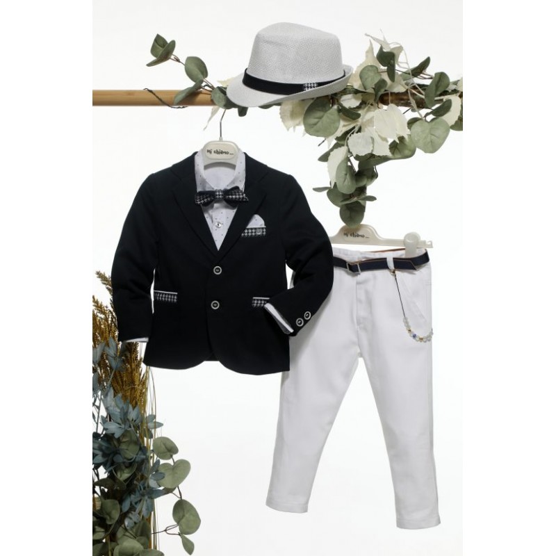 Βαπτιστικό Κοστουμάκι Mi Chiamo Λευκό-Μπλε Α4657