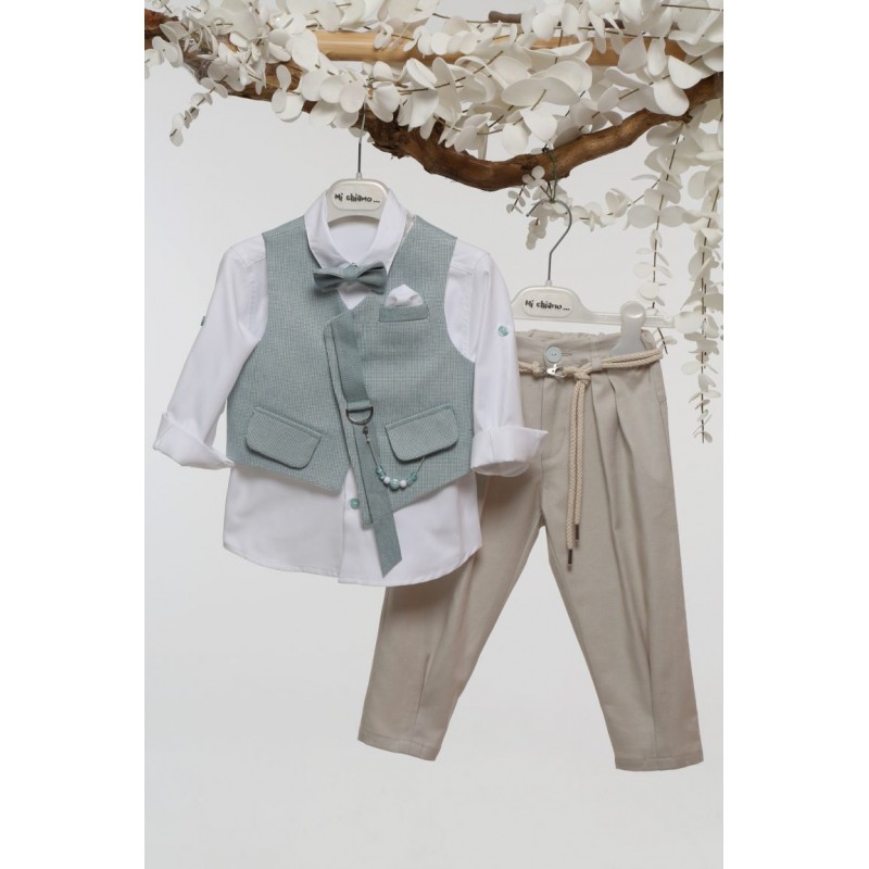 Βαπτιστικό Κοστουμάκι Mi Chiamo Μέντα-Μπεζ Α4752-ΜΕ