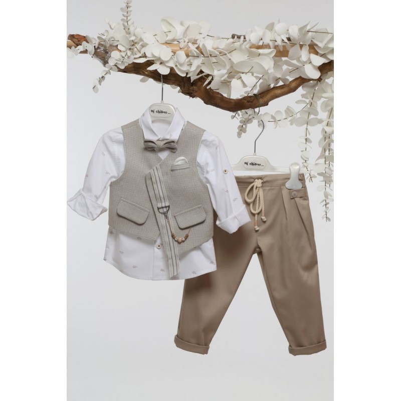 Βαπτιστικό Κοστουμάκι Mi Chiamo Μπεζ Α4752-ΜΜ