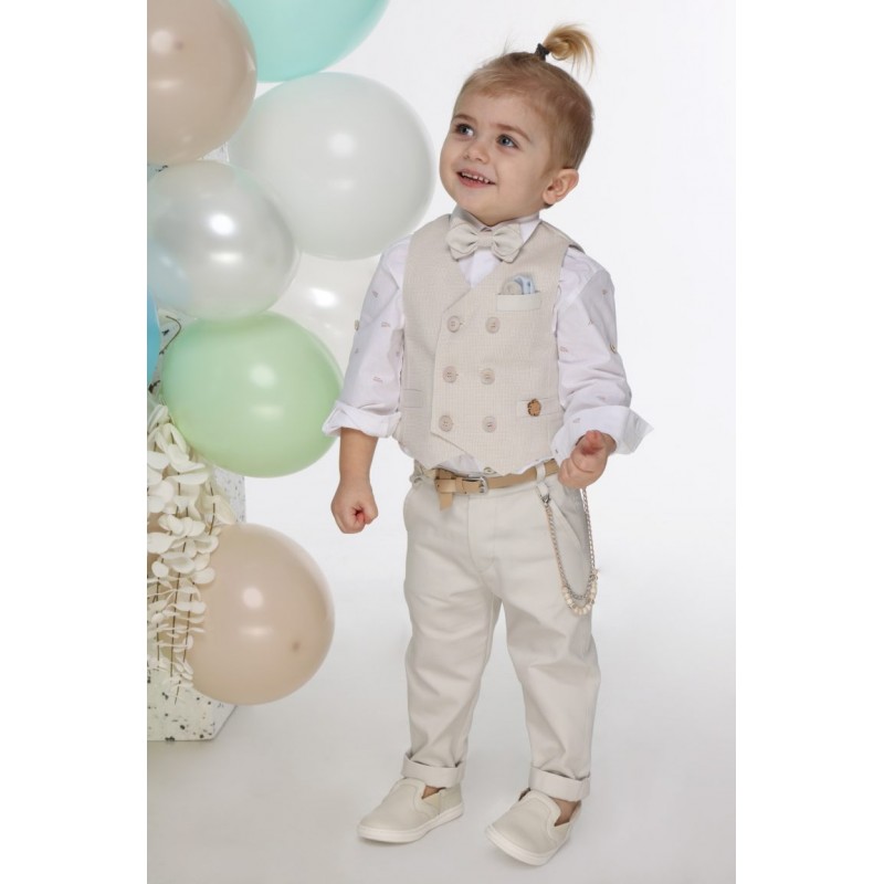 Βαπτιστικό Κοστουμάκι Mi Chiamo Μπεζ Α4757-ΜΜ