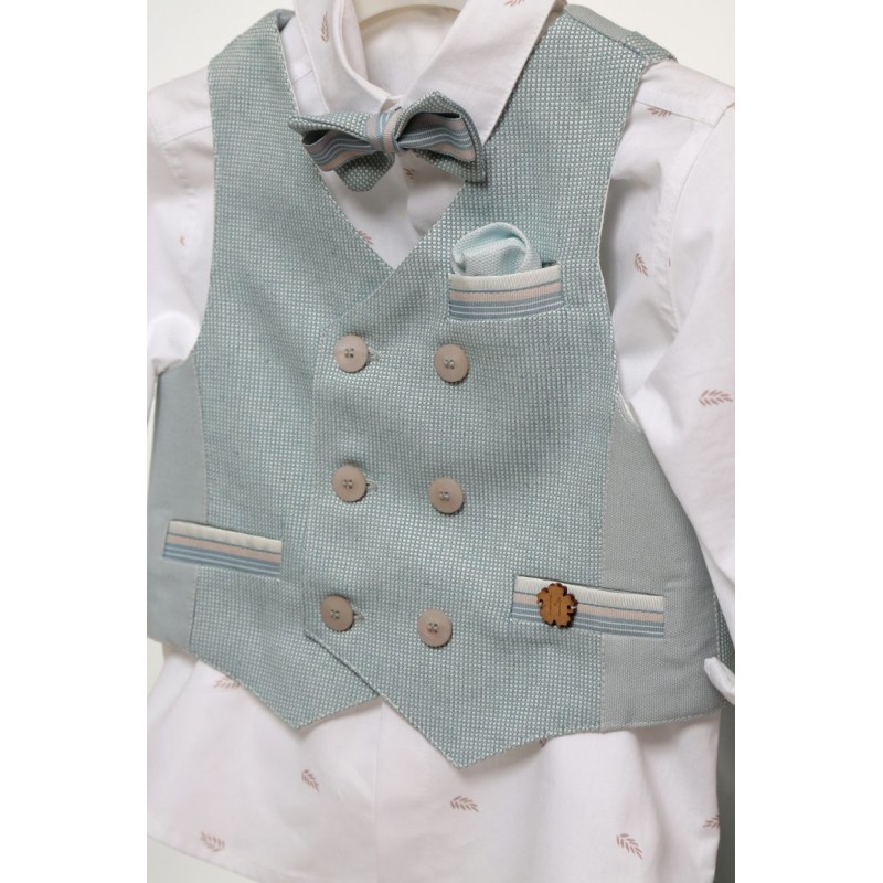 Βαπτιστικό Κοστουμάκι Mi Chiamo Μπεζ-Σιέλ Α4757-ΜΣ