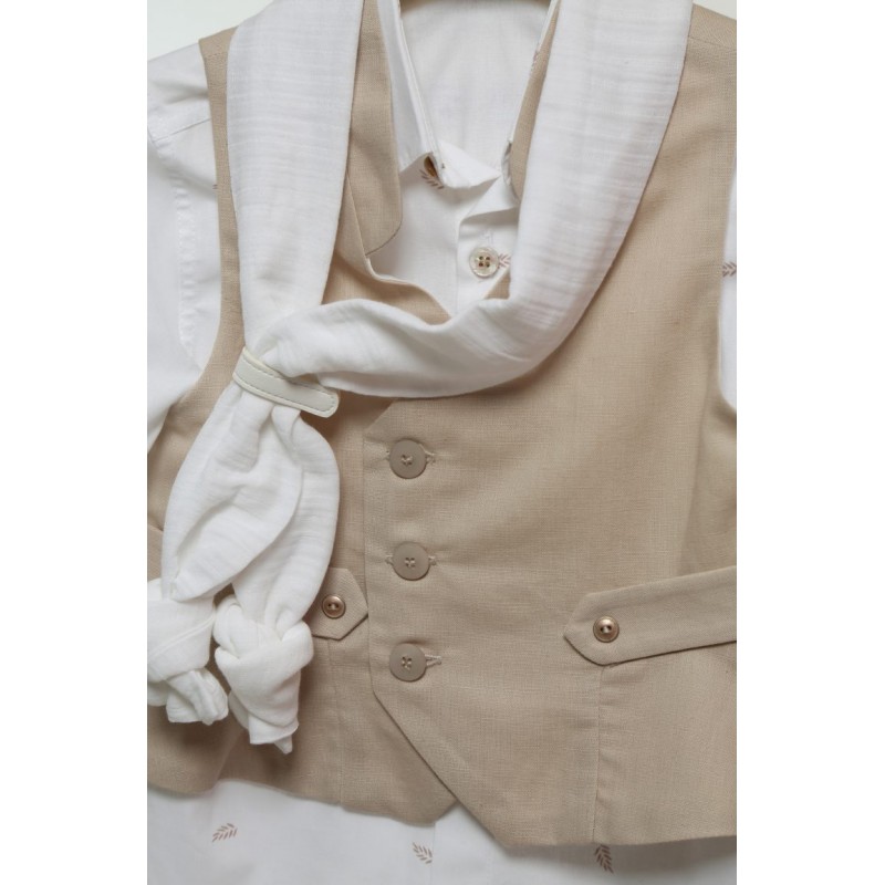 Βαπτιστικό Κοστουμάκι Mi Chiamo Μπεζ-Κάμελ Α4768-ΜΚ