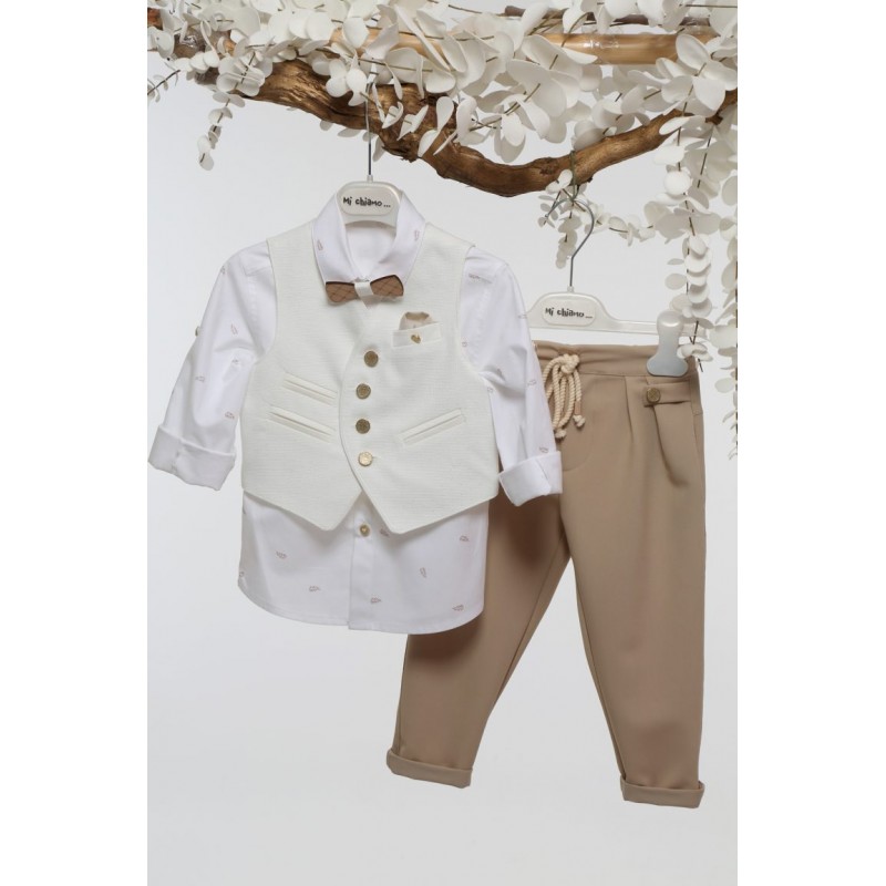 Βαπτιστικό Κοστουμάκι Mi Chiamo Εκρού-Μπεζ Α4773-ΕΜ