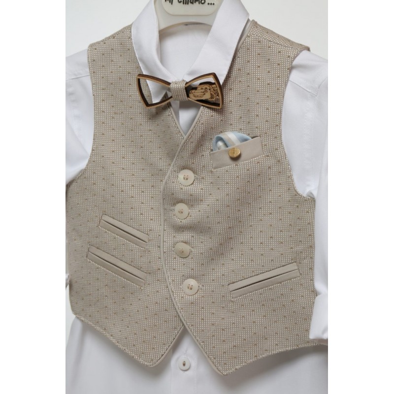 Βαπτιστικό Κοστουμάκι Mi Chiamo Μπεζ Α4773-ΜΜ