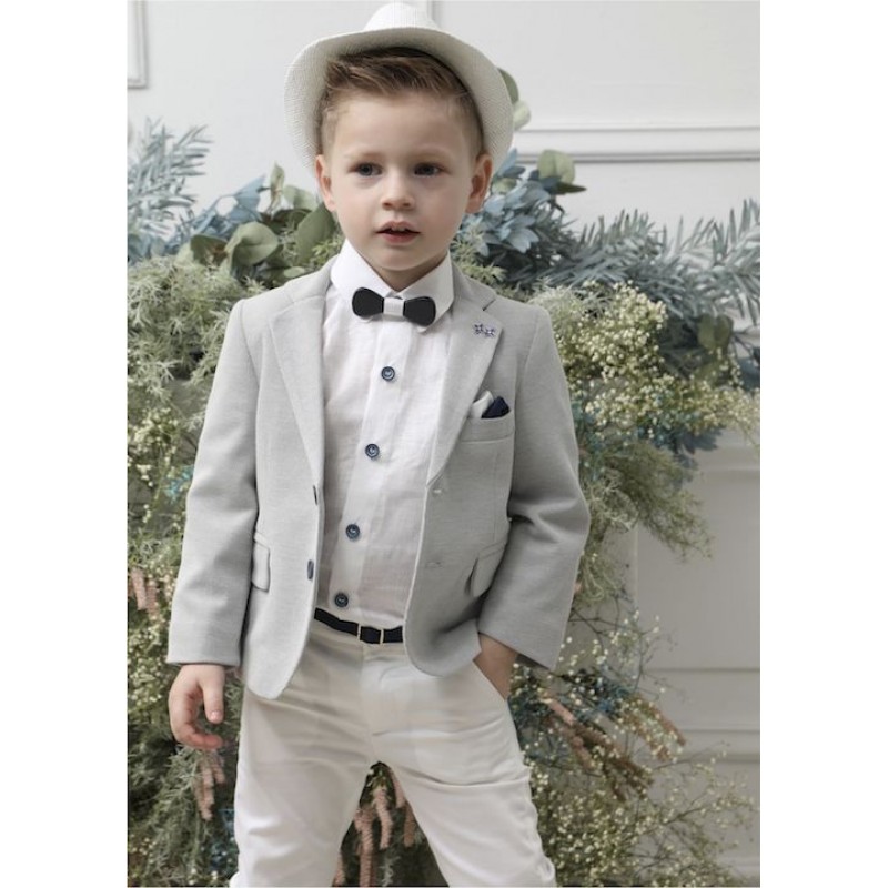 Βαπτιστικό Κοστουμάκι Mi Chiamo Γκρι-Λευκό Α4625-ΓΛ