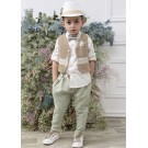 Βαπτιστικό Κοστουμάκι Mi Chiamo Μπεζ-Φυστικί Α4626-ΣΦ