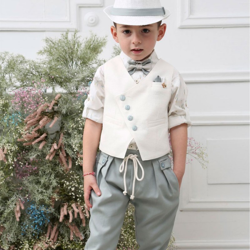 Βαπτιστικό Κοστουμάκι Mi Chiamo Off White-Μπλε Α4627