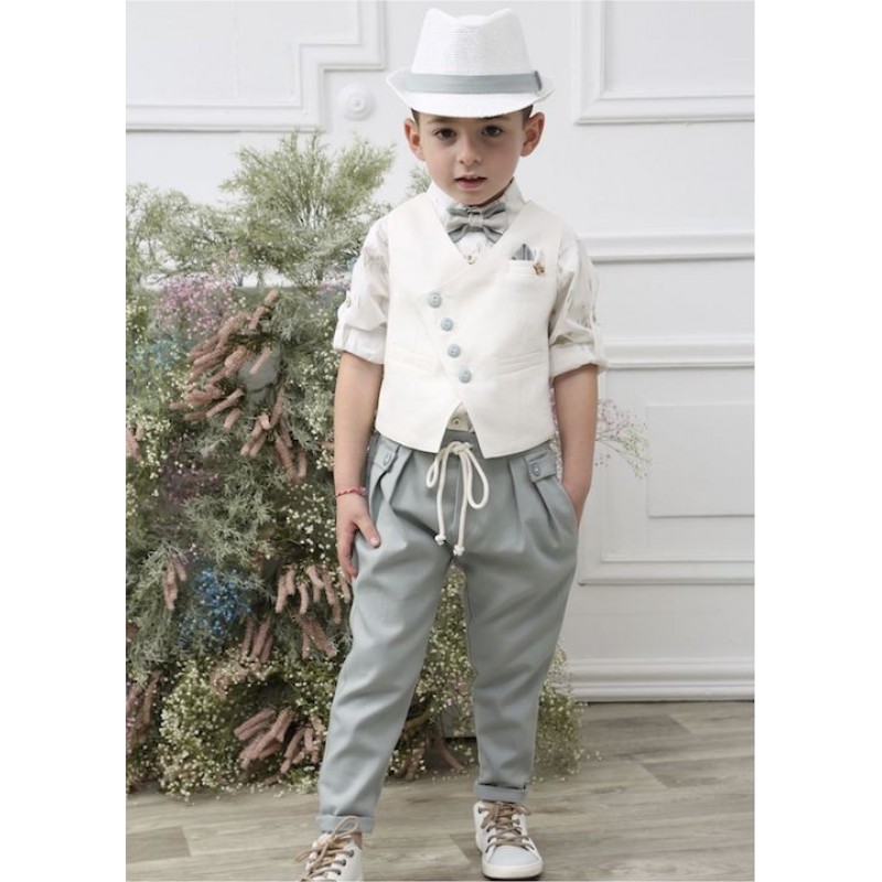 Βαπτιστικό Κοστουμάκι Mi Chiamo Off White-Μπλε Α4627