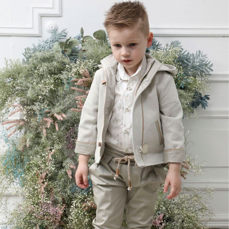 Βαπτιστικό Κοστουμάκι Mi Chiamo Μπεζ-Λαδί Α4632