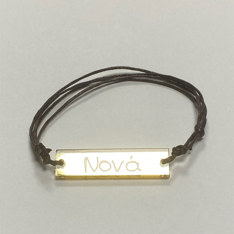 Μαρτυρικό Νονά - Χρυσό Plexiglass - Καφέ Κορδόνι (1τμχ.)