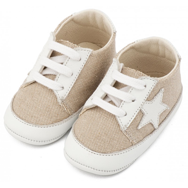 Παπούτσι Βαπτιστικό Αγκαλιάς Babywalker MI1135 Λευκό-Μπεζ