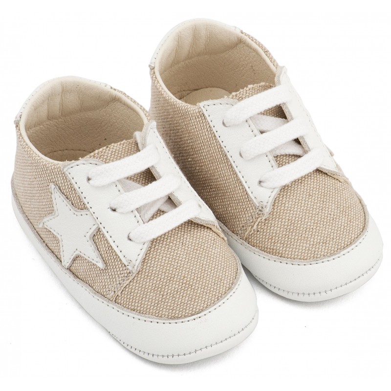 Παπούτσι Βαπτιστικό Αγκαλιάς Babywalker MI1135 Λευκό-Μπεζ